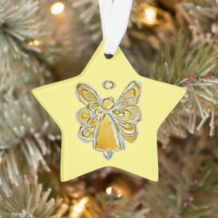 Jaune Gardien Ange Pendentif de l'ornement de Noël