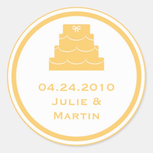 Jaune gâteau de mariage faveur tag étiquette (Devant)