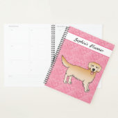 Jaune Golden Retriever Chien Sur Coeurs Roses & Te (Devant avec enveloppe)