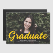 Jaune | Gras Script Faire-part de graduation photo (Devant / Derrière)