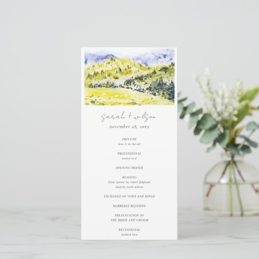 Jaune Green Campagne Hills Programme de mariage (Debout devant)