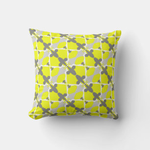 Jaune Gris Abstrait Motif d'art Coussin