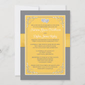 Jaune, Gris, Blanc Coeurs d'amour Faire-part de ma (Dos)