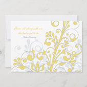 Jaune, gris blanc Faire-part de mariage Floral (Dos)