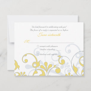 Jaune Gris Blanc Floral Abstrait Réponse Mariage R