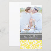 Jaune Gris Enregistrer la date Mariage Cartes phot (Devant / Derrière)