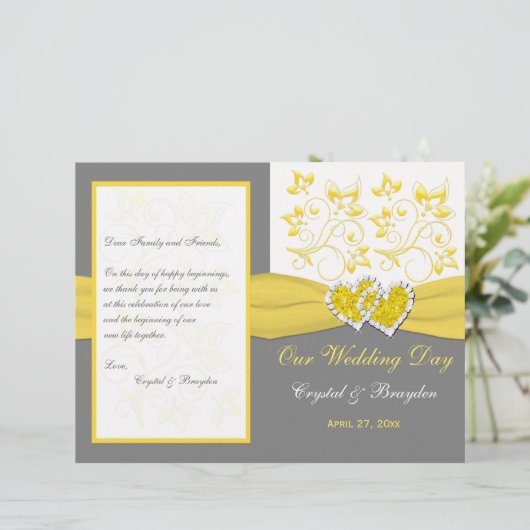 Jaune, Gris, Flore Blanche, Programme de mariage d (Debout devant)