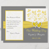 Jaune, Gris, Flore Blanche, Programme de mariage d (Devant / Derrière)