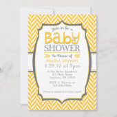 Jaune Gris Herringbone Baby Shower Invitations (Devant)