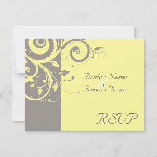 Jaune, Gris Mariage inverse RSVP (Devant)