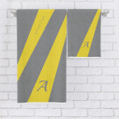 Jaune gris moderne élégant chic audacieux monogram