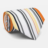 Jaune, Gris, Orange, Crème Retro Cravate striée (Roulé)