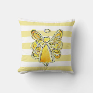 Jaune Guardian Angel Art Coussin rayé