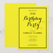 Jaune joyeux Invitation de fête d'anniversaire (Devant / Derrière)