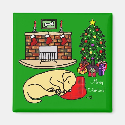 Jaune Labrador Retriever Magnets de Noël (Devant)