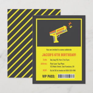 Jaune Laser Tag Gun Anniversaire Invitations