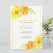 Jaune marigolds aquarelle programme de mariage (Debout devant)