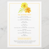 Jaune marigolds aquarelle programme de mariage (Dos)