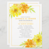 Jaune marigolds aquarelle programme de mariage (Devant / Derrière)
