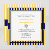 JAUNE+MARINE BLEUE STRIPS INVITATIONS DE MARIAGE (Devant / Derrière)
