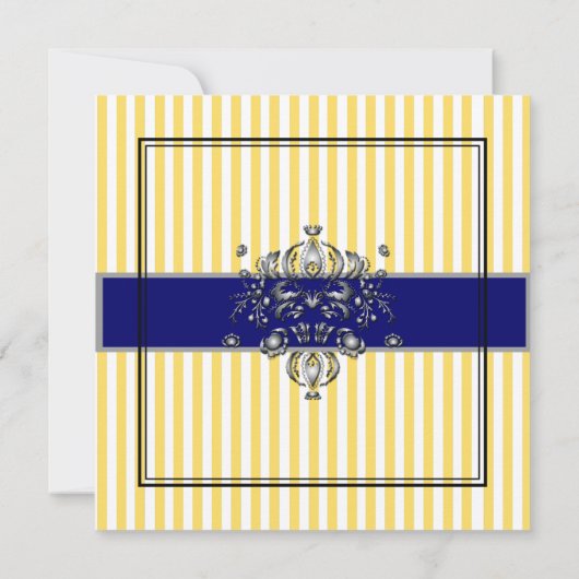 JAUNE+MARINE BLEUE STRIPS INVITATIONS DE MARIAGE (Dos)