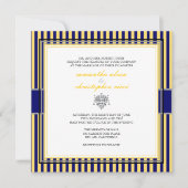 JAUNE+MARINE BLEUE STRIPS INVITATIONS DE MARIAGE (Devant)