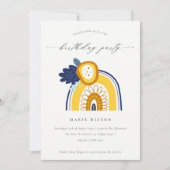 Jaune Marine Floral Photo Arc-en-ciel Invitation d (Devant)