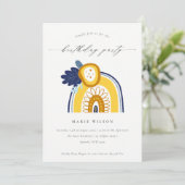Jaune Marine Floral Photo Arc-en-ciel Invitation d (Debout devant)