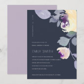 JAUNE MARINE LILAC INVITATION FÊTE DES MARIÉES FLO (Devant / Derrière)