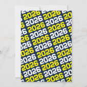 Jaune & Marine Moderne Graduation Photo Invitation (Dos)