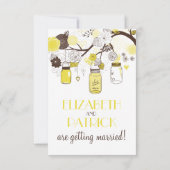 Jaune Mason Jars Mariage d'été Floral RSVP Card (Dos)