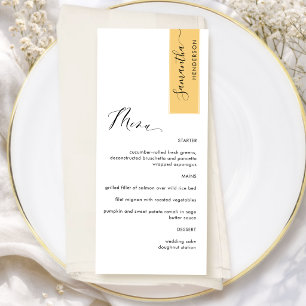 Jaune Menu Élégant Personnalisé avec Nom de l'Invi