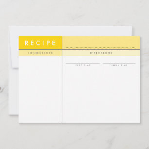 Jaune minimal de RECETTE de CARTE de bloc MODERNE