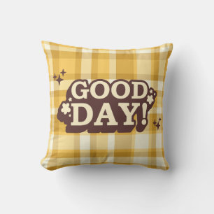 Jaune minimaliste Bonne journée Carré Coussin