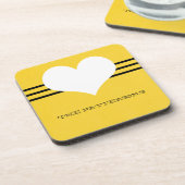 Jaune moderne Dessous de verre de coeur (Côté gauche)