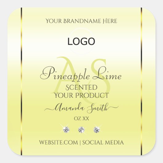 Jaune moderne Étiquette Bijoux Monogramme Logo (Devant)