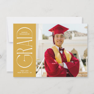 Jaune moderne minimaliste Faire-part de graduation