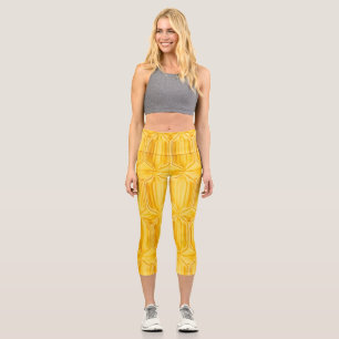 Jaune motif de diamant capri leggings