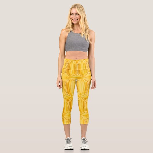 Jaune motif de diamant capri leggings (Recto)