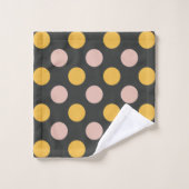 Jaune Moutarde et Motif à Points Roses (Gant de toilette)