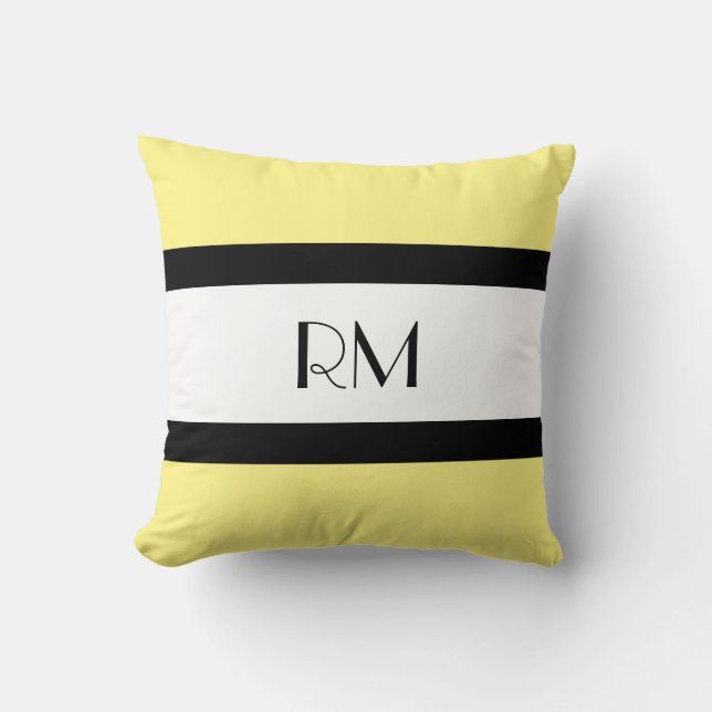 Jaune noir blanc Coussin monogramme (Recto)
