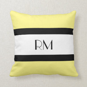 Jaune noir blanc Coussin monogramme
