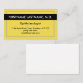 Jaune, noir, carte de visite d'ophtalmologue (Devant / Derrière)