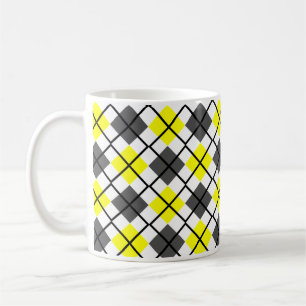 Jaune, noir, gris sur la tasse à motifs de