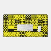 Jaune Noir Mixte Conception Motif Patchwork (Clavier et souris)