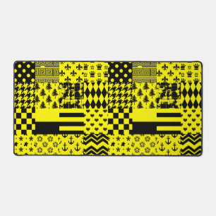 Jaune Noir Mixte Conception Motif Patchwork