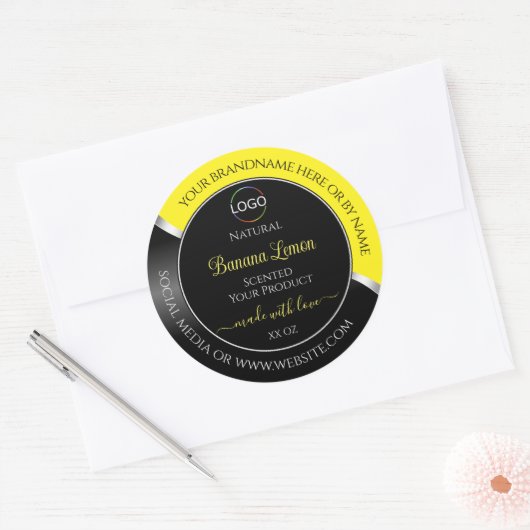 Jaune noir Wavy Argent avec Logo Étiquettes produi (Enveloppe)