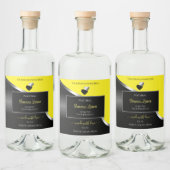 Jaune Noir Wavy Silver Coeurs mignons Étiquette de (Bouteilles)