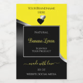 Jaune Noir Wavy Silver Coeurs mignons Étiquette de (Étiquettes simples)