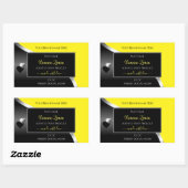 Jaune Noir Wavy Silver Coeurs mignons Étiquette de (Feuille)